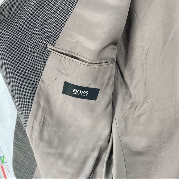 Hugo Boss Apollon Virgin Wool Checked Print Blazer - Picture 9 of 12